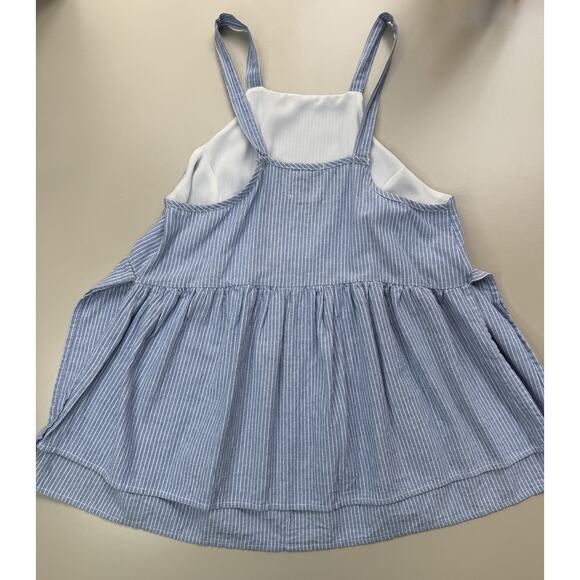 PPLA Womens Peplum Tank Top S Blue White Stripe Open Sides Festival Boho Beachy - Picture 9 of 10